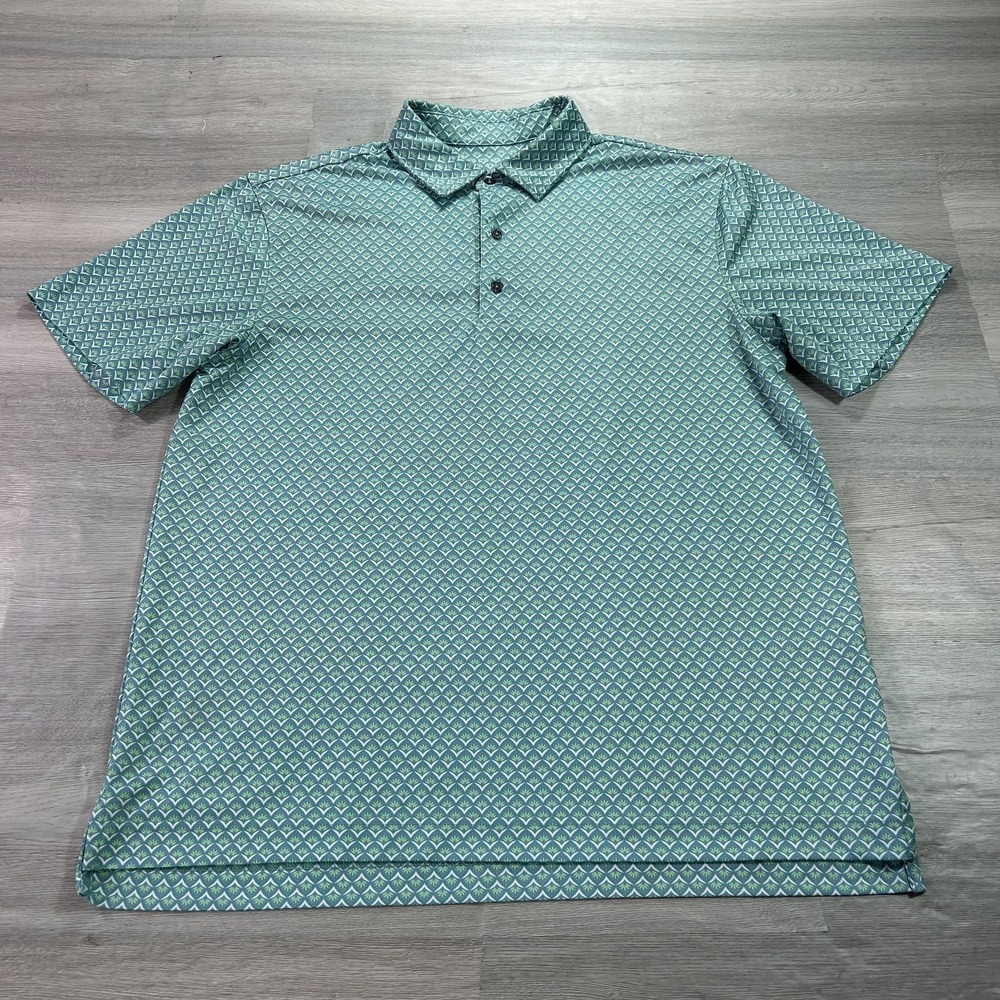 Mens Green Patterned Polo Shirt